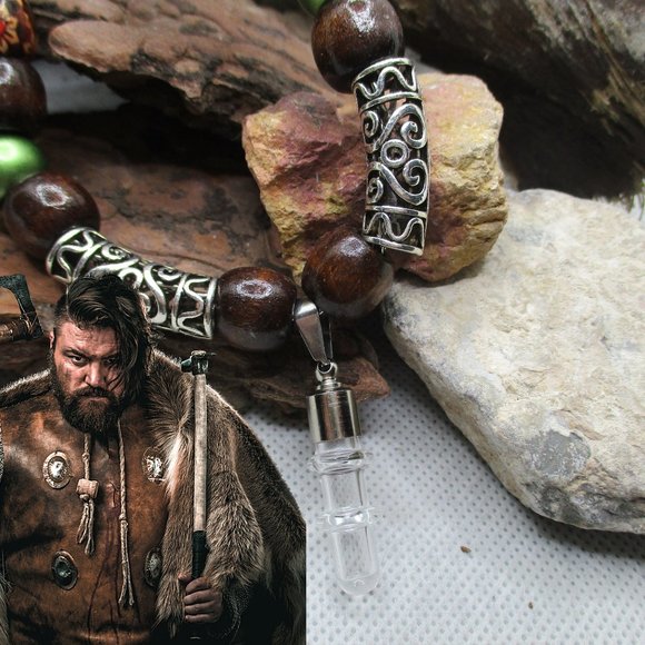 ADULT CREMATION PENDANT WITH BEADED NECKLACE ROLO CHAIN STAINLESS STEEL - Picture 7 of 10